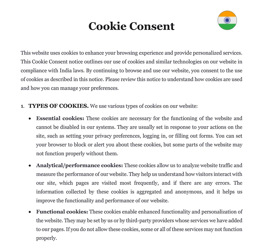 Cookie consent India