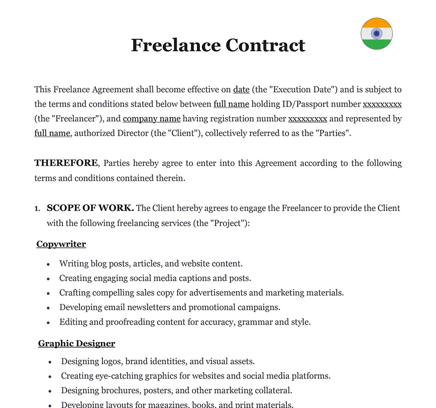 Freelance contract India