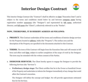 Interior Design Contract In India | Download Word Template (.doc)