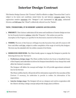 Interior design contract template