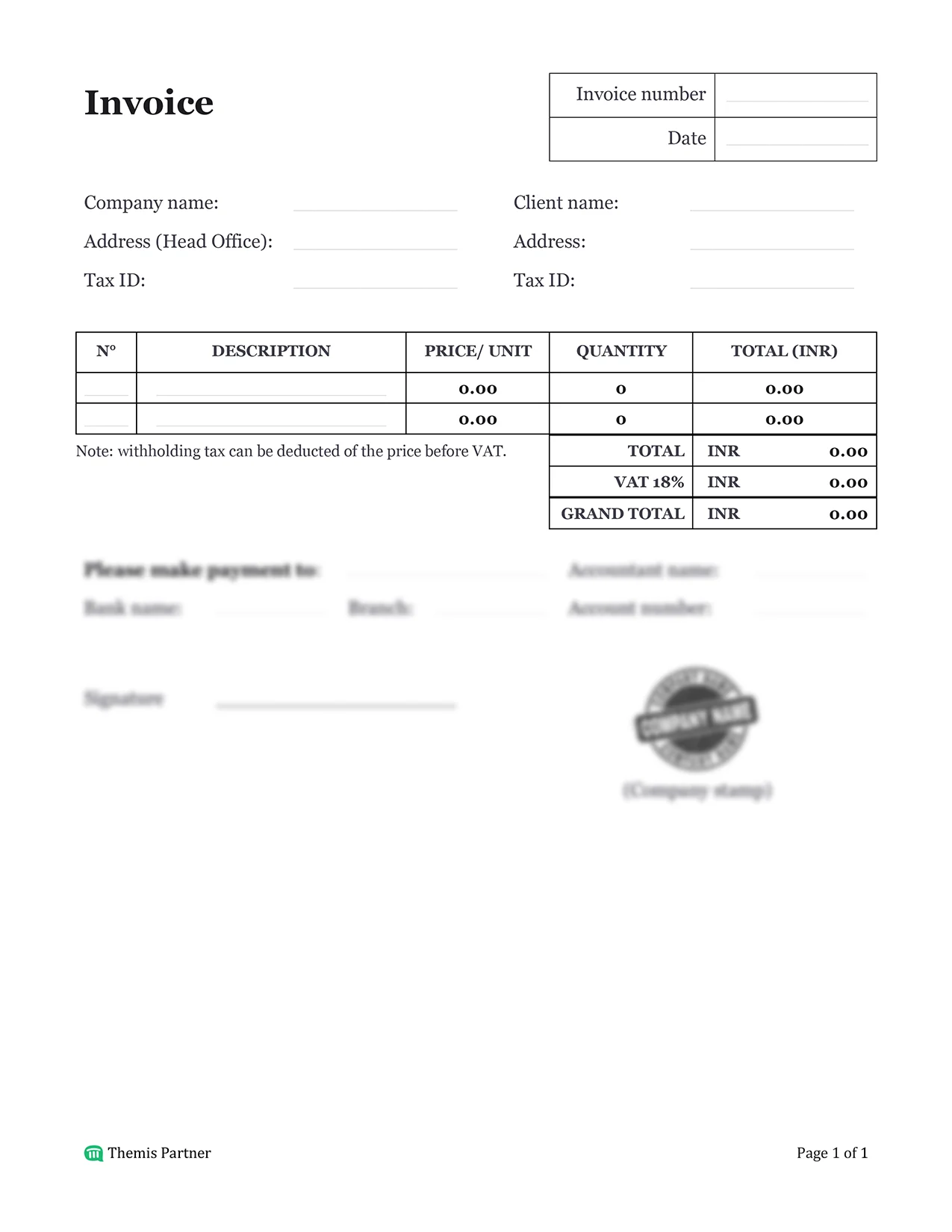 Invoice form India 1