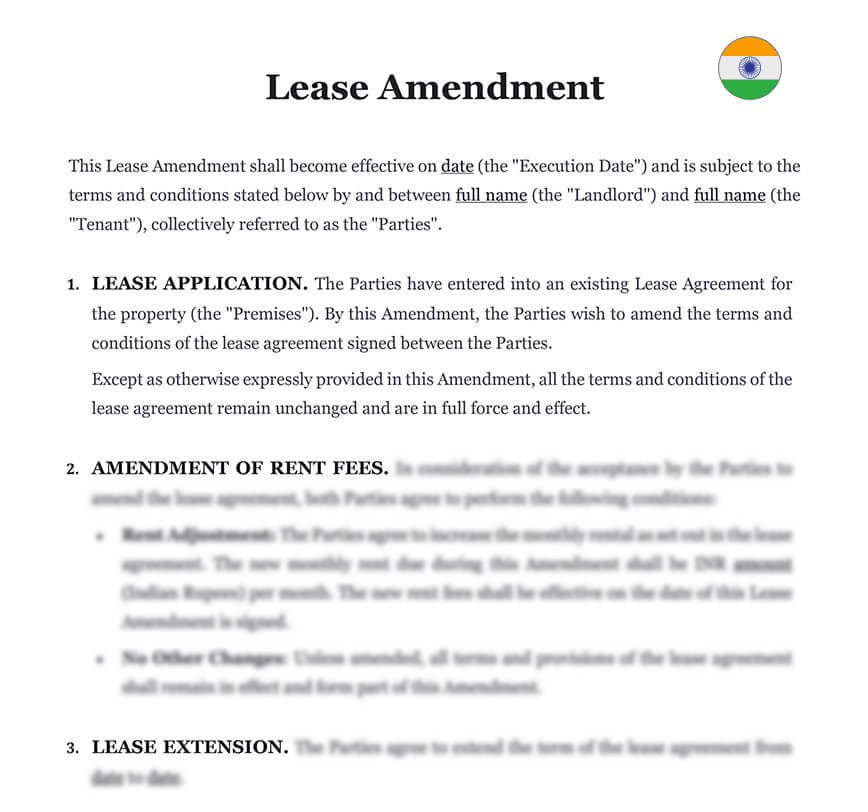 Lease amendment India