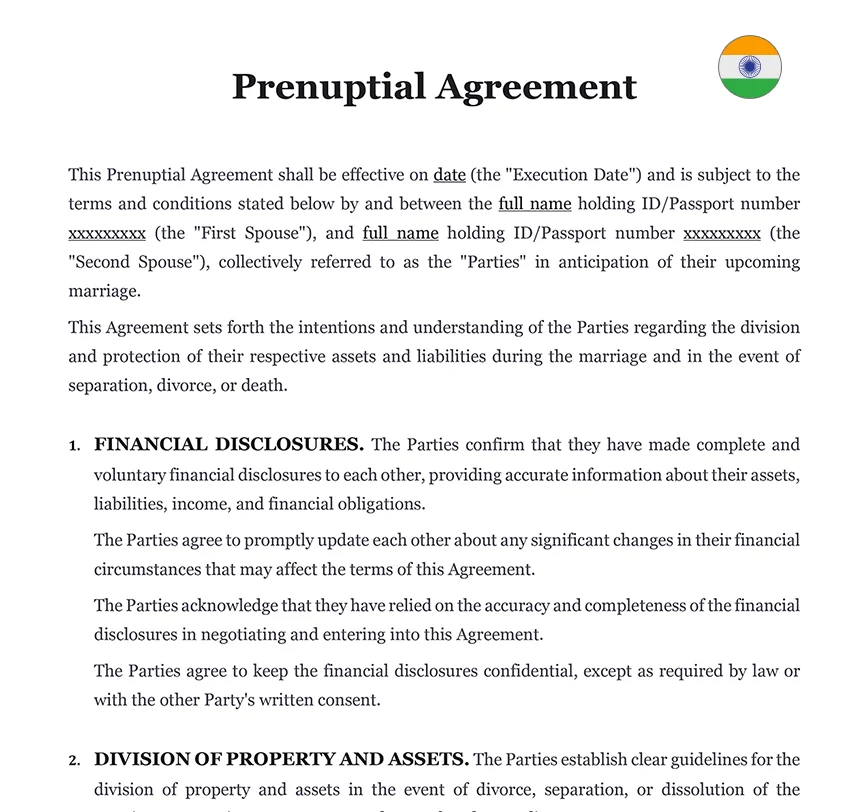 Prenuptial agreement India