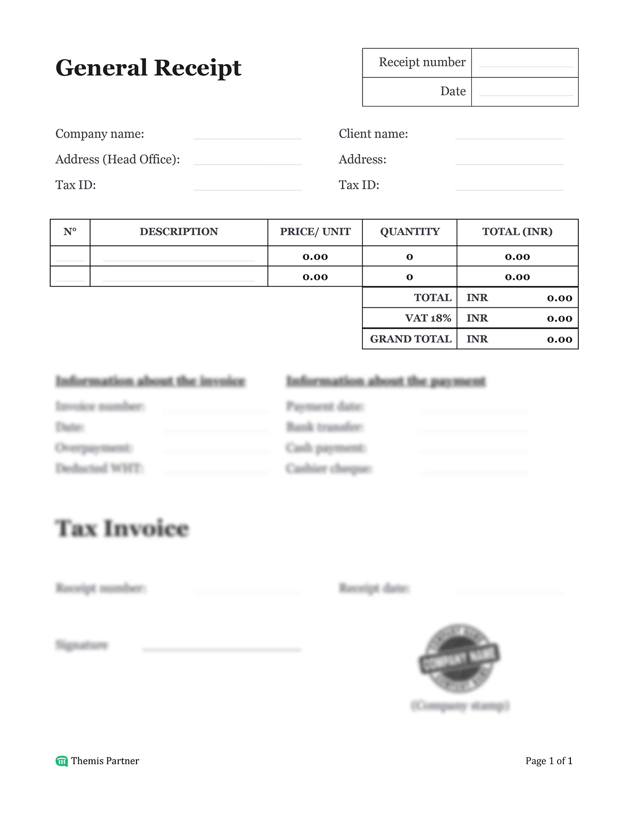 Receipt form India 1