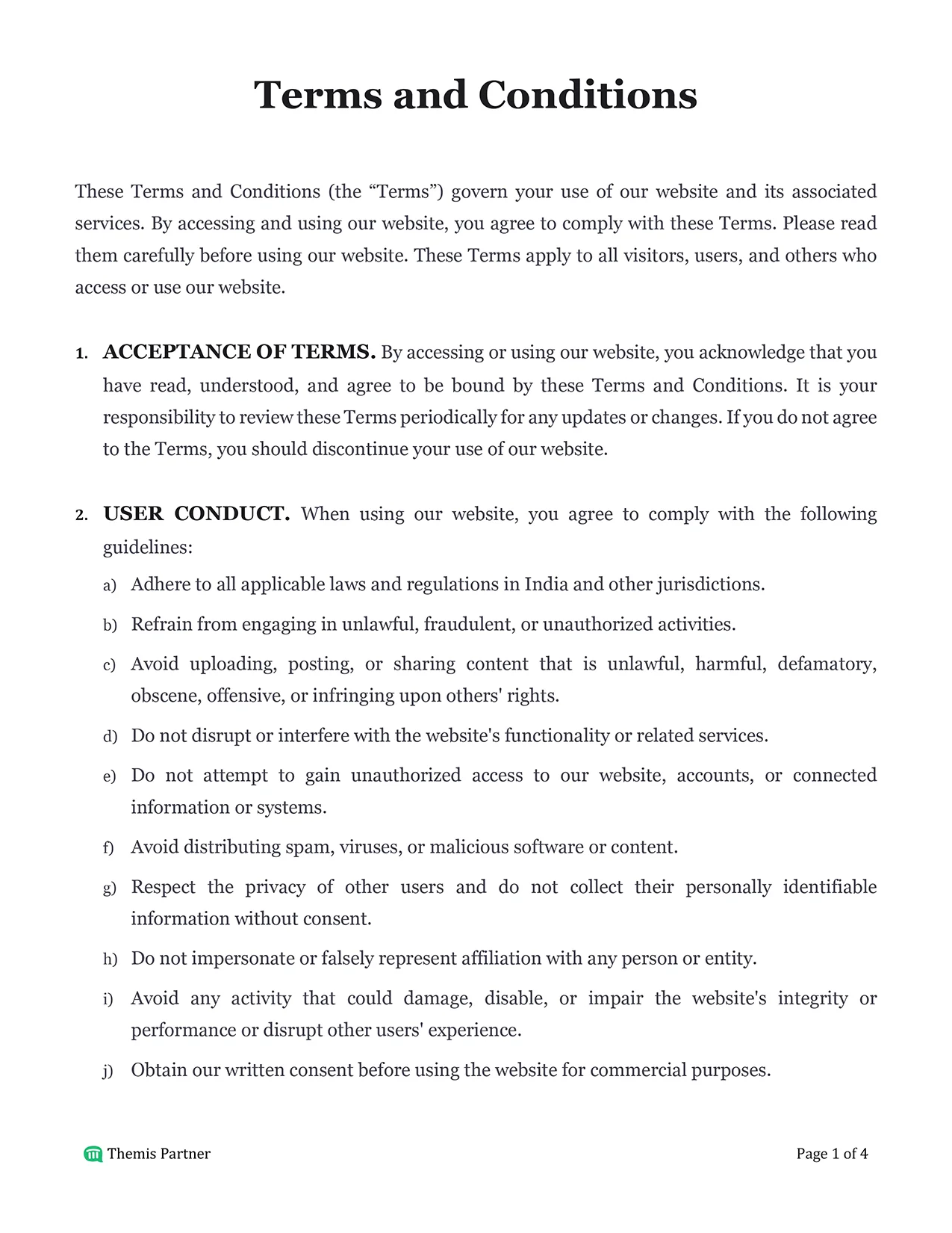 Terms and conditions India 1